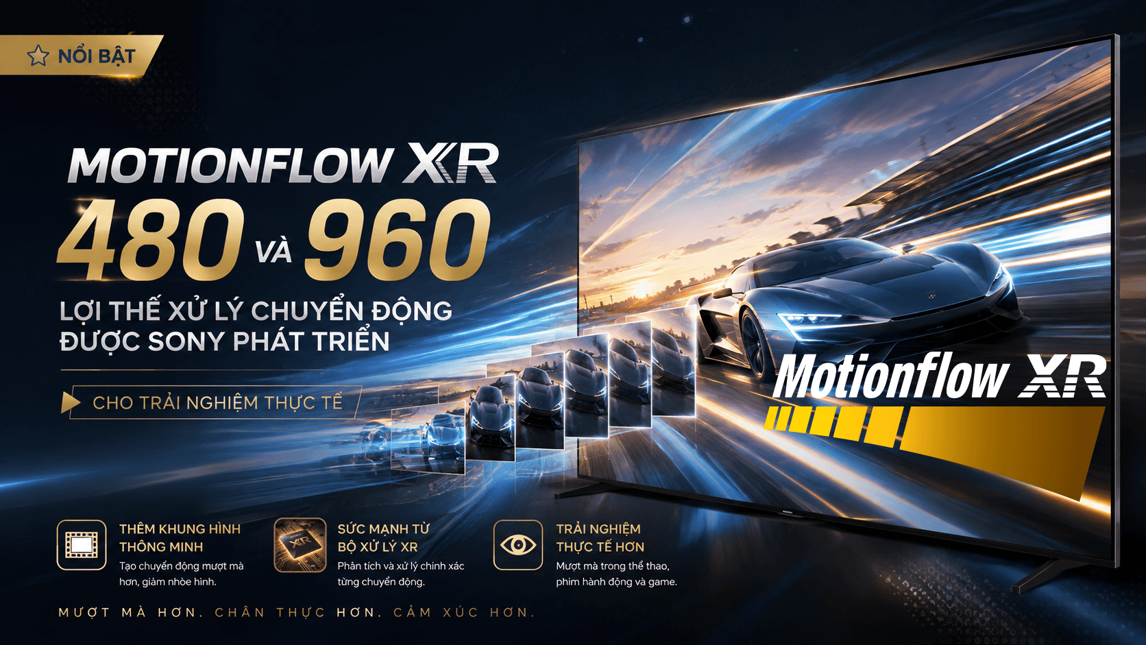 Motionflow XR 480 và 960: Lợi thế xử lý chuyển động được BRAVIA phát triển cho trải nghiệm thực tế