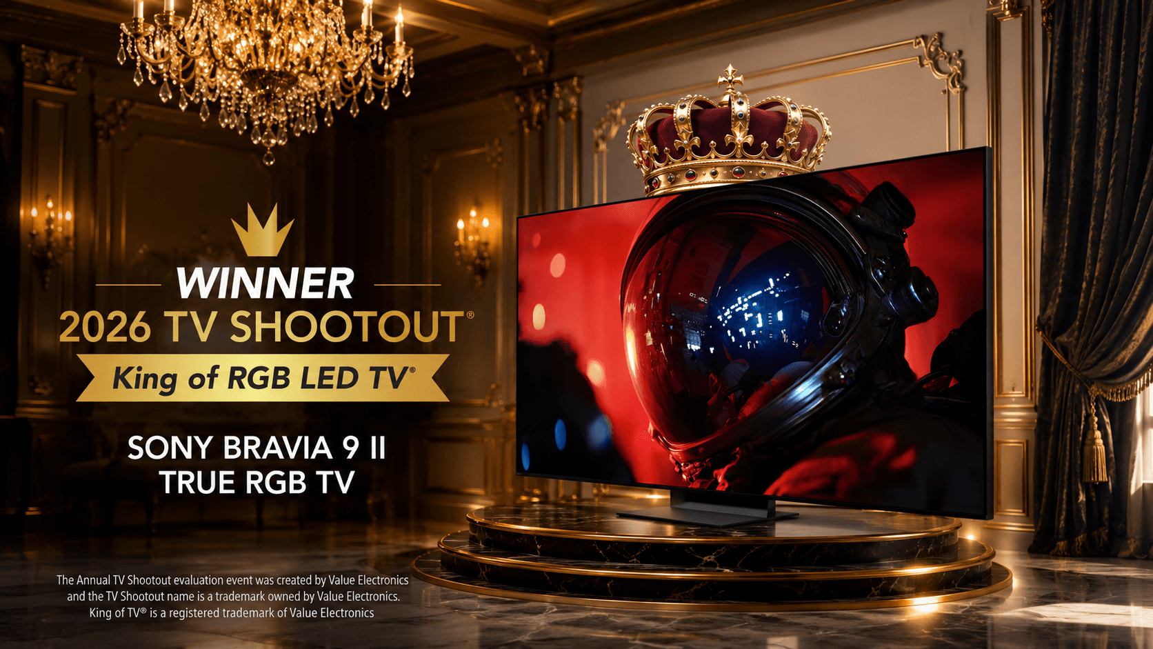 BRAVIA 9 II tại Value Electronics TV Shootout 2026: Dẫn đầu toàn bộ 12 tiêu chí SDR và HDR trong nhóm RGB LED