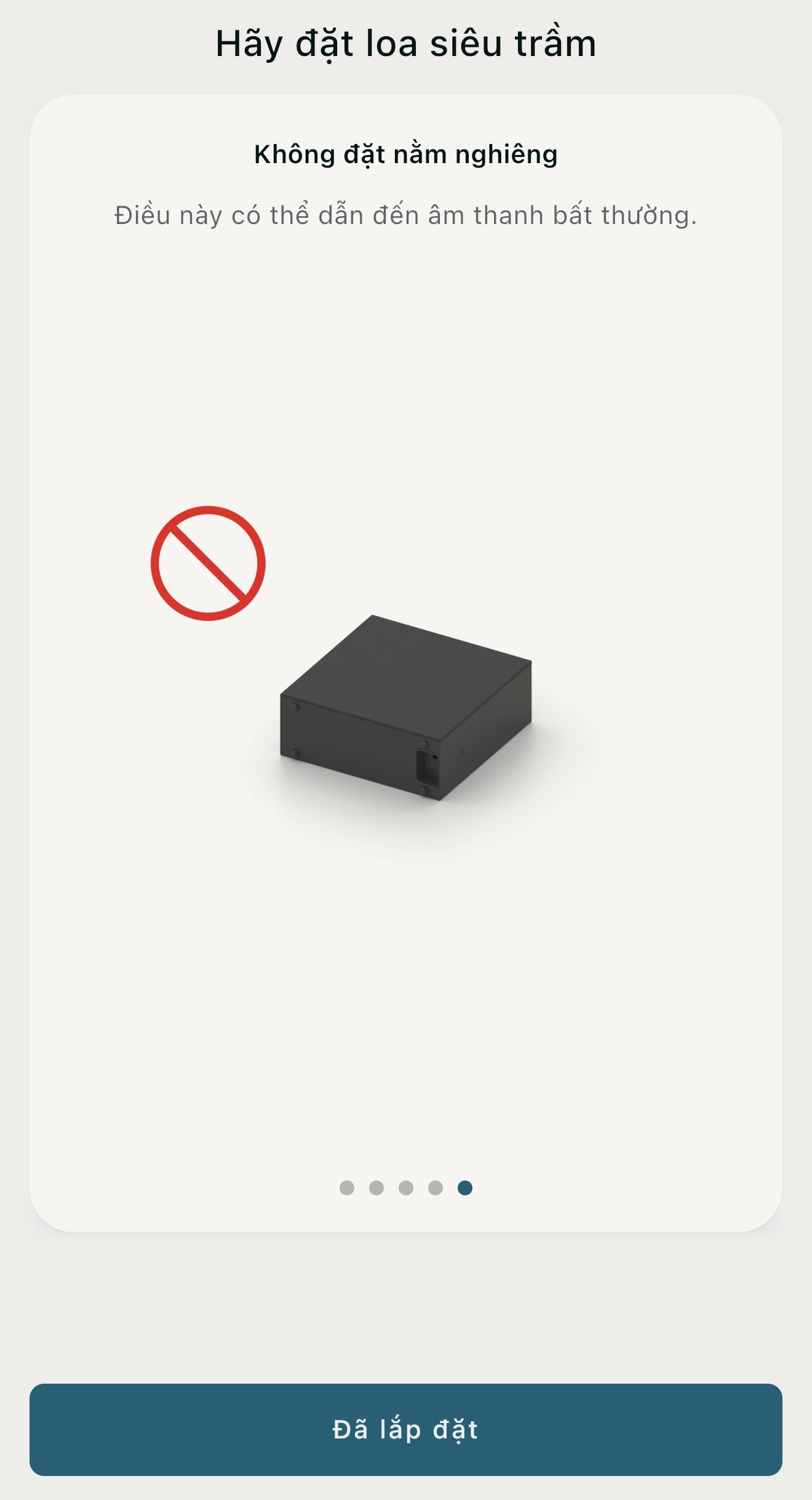 Cảnh báo không đặt Subwoofer nằm ngang