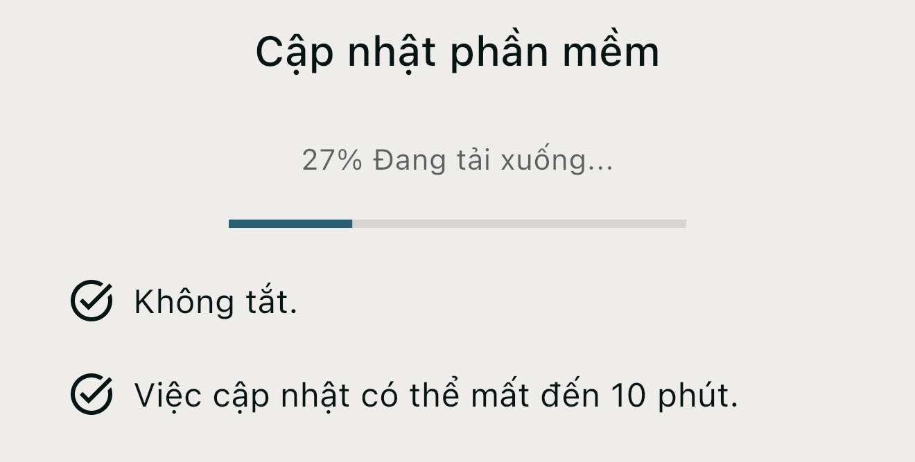Màn hình tiến trình cập nhật phần mềm Subwoofer