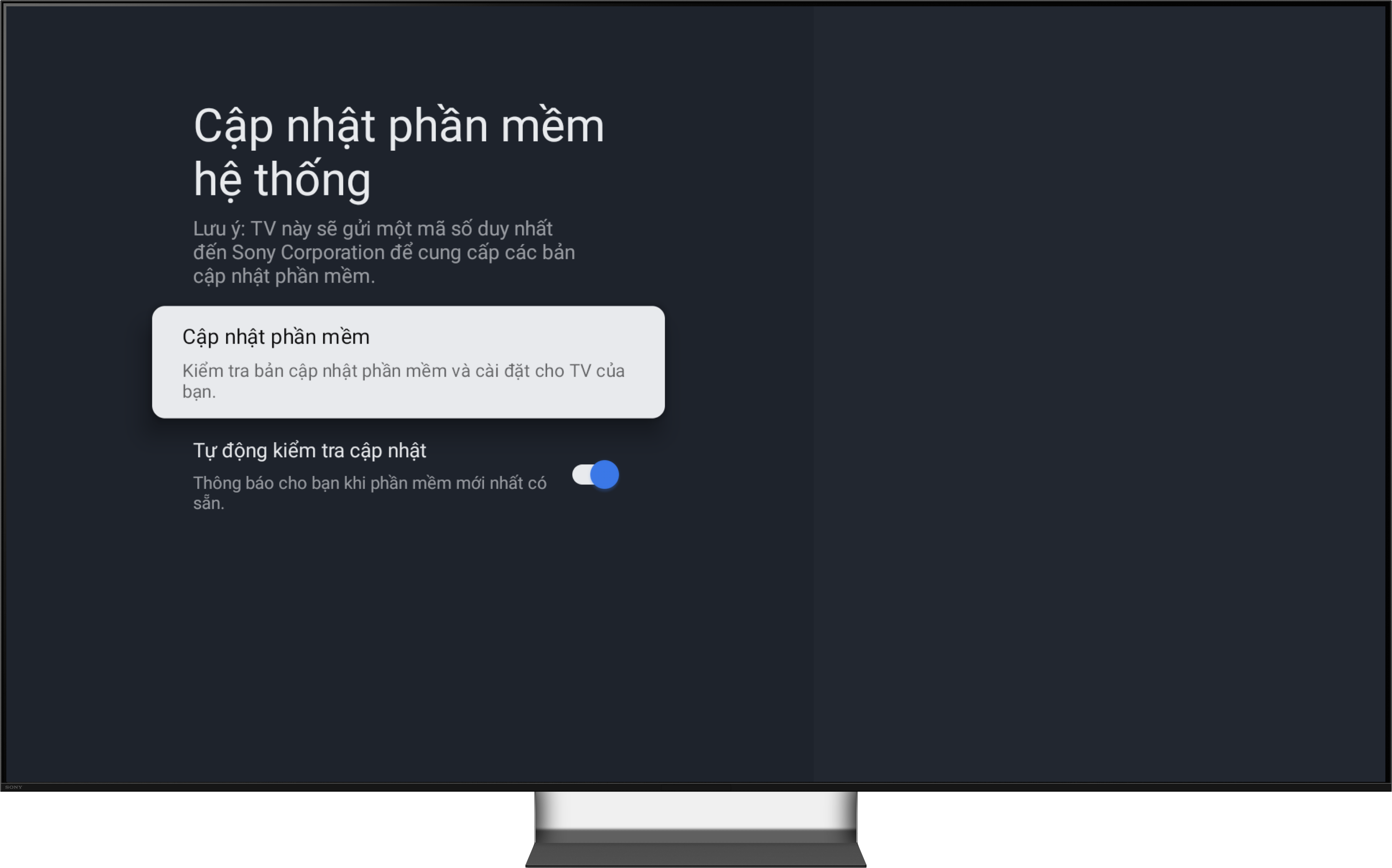 Tùy chọn tự động kiểm tra cập nhật phần mềm BRAVIA