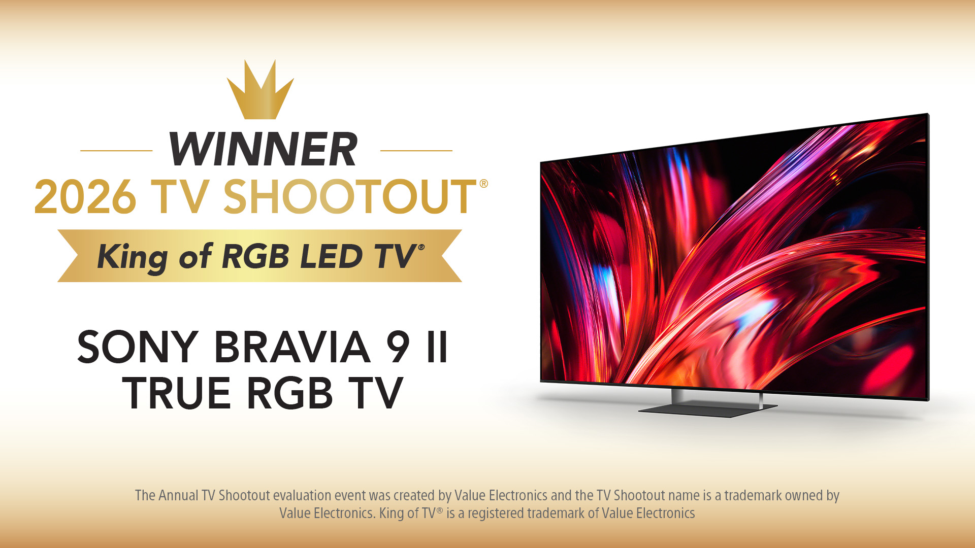 BRAVIA 9 II nhận danh hiệu 2026 King of RGB LED TV