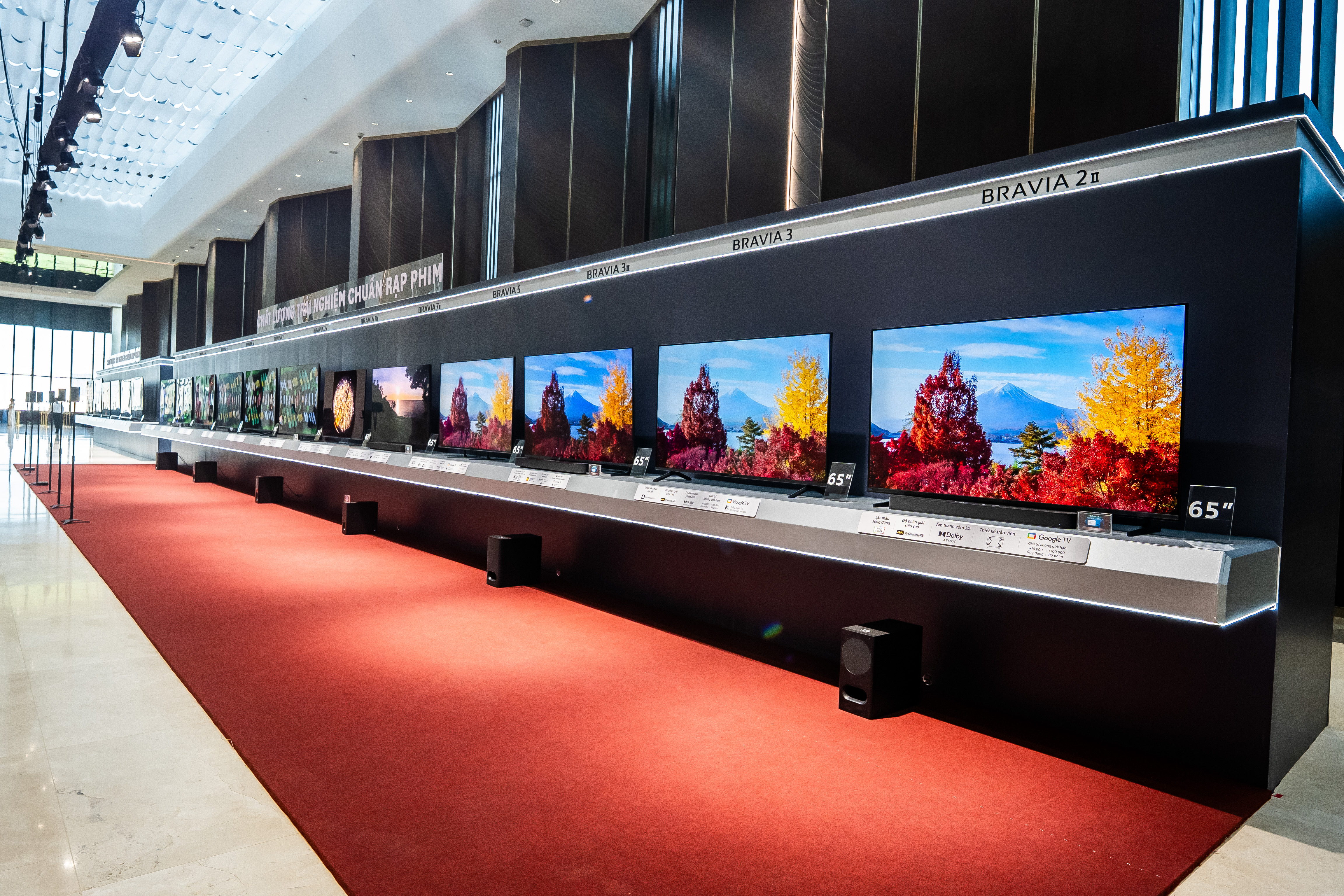 Dải TV BRAVIA 2026 được trưng bày theo nhiều kích thước tại sự kiện trải nghiệm
